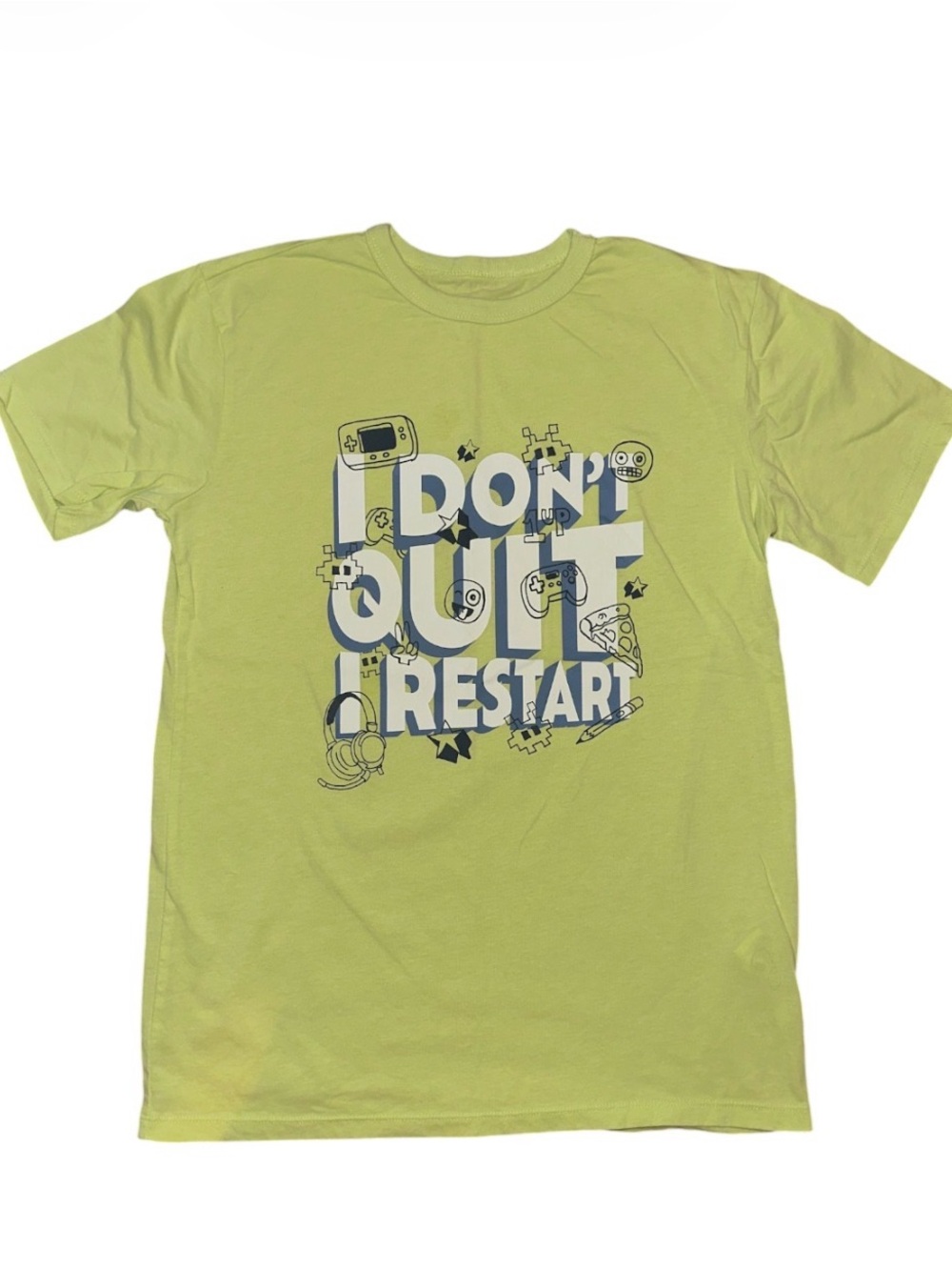 Gaming “Don't Quit Restart” Graphic Tee - Lime Green
